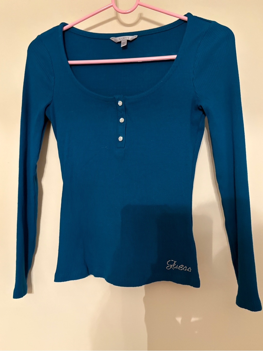 Vintage Y2K Guess Henley Rhinestone Button Down